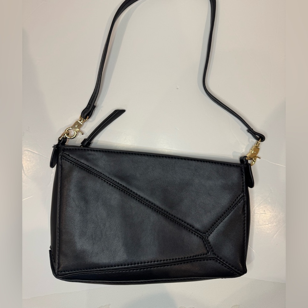 KGB Studio Geometric Asymmetric Black Shoulder Bag – Minimalist, Modern